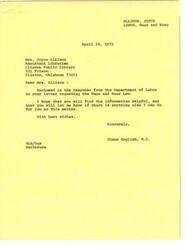 ["The document from the U.S Department of Labor in response to an inquiry from Congressman Glenn English discusses the impact of the new minimum wage bill on a janitorial service. It explains that employees of the janitorial service must be paid the current minimum wage, with future increases scheduled. The document also clarifies that the exemption in the Internal Revenue Code mentioned in the inquiry does not apply to the Fair Labor Standards Act."]