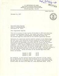 ["Dale Regier, the owner of Dale's Janitorial Service, wrote to Congressman Glenn English seeking clarification on the impact of the new minimum wage bill (Pubic Law   95-151) on his business. In response, Regional Administrator Bill Belt explained that employees of janitorial services must be paid the current minimum wage and provided information on future increases. He also clarified that exemptions in the Internal Revenue Code do not apply to the Fair Labor Standards Act. Congressman English facilitated this communication and provided the necessary information to Dale Regier."]