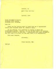 ["Joe Funkhouser contacted Glenn English, a member of the House of Representatives, regarding reporting misinterpretations of  Comprehensive Employment and Training Act (CETA) programs and equalizing price structures between discount stores and nurseries. Glenn English forwarded Funkhouser's questions to the Department of Labor for investigation. The Department of Labor contacted the Oklahoma Balance of State Manpower Director to assist Funkhouser with his problem. Funkhouser was informed that regulating prices in privately run stores is not within the federal government's jurisdiction. Funkhouser was also guaranteed replacement of plants by Hobart Nursery Inc. under certain conditions."]