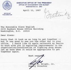 ["Glenn English, a member of Congress, received a letter from Zach D. Taylor, the Executive Director of the Association of Central Oklahoma Governments, expressing concern about the deletion of 30 questions from an upcoming Census survey. English investigated the matter and found that the Office of Management and Budget was reviewing the questions under the Paperwork Reduction Act. No final decision had been made, but the issue was expected to be resolved in mid-September. English forwarded Taylor's comments to OMB officials for review. Taylor requested English to call OMB and ask them to rescind the directive, as the final version of the survey was to be completed soon. English then wrote to Gordon Wheeler at OMB, enclosing Taylor's letter and requesting consideration of his comments. Wheeler responded that a thorough response was being prepared and they would be in touch soon."]