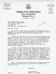 ["The document is addressing the delayed settlement of Medicare payments for hospitals in rural Oklahoma. The writer is concerned about the impact on the quality of medical care and financial stability of hospitals in the region. They are requesting the release of the \"Medicare contractor contingency fund\" to expedite payment of Medicare bills and maintain hospital operations. The writer is also sending copies of the letter to their Congressman and Senator for awareness and potential assistance."]