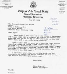 ["The document is in response to a concern raised by Charles G. Preston on behalf of Job Corps participants in Region VI regarding delays in their departure for their Center assignments. Glenn English, a Member of Congress, acknowledges the issue and states that he has contacted the Secretary of the United States Department of Labor to address the problem."]