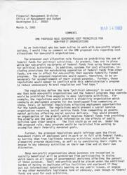 ["Helen Arnold is writing to Congressman Glen English expressing her opposition to proposed rules and regulations by the Office of Management and Budget that would restrict non-profit organizations from advocating on government actions. She argues that this move is an assault on representative government and urges Congressman English to vote against these rules. She also emphasizes the importance of upholding the First Amendment and allowing organizations to freely express their views. Arnold believes that these regulations could silence a wide range of organizations and individuals, and she calls for the rules to be denied to ensure that government remains accountable to the people."]