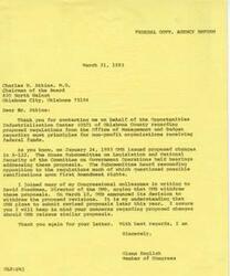 ["The document  is a letter from Dick Bixler, the Executive Director of Opportunities, Inc., thanking Representative Glenn English for opposing proposed regulations from the Office of Management and Budget regarding cost principles for non-profit organizations receiving federal funds. The document discusses the concerns about the possible impact on First Amendment rights and expresses gratitude for the decision to withdraw the proposed revisions. Bixler urges English to continue opposing the proposed amendment to Circular A-122 and emphasizes the importance of maintaining the democratic process and fair decision-making."]