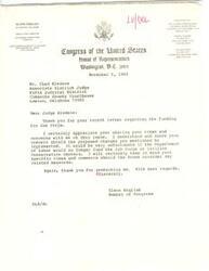 ["The document is addressing Congressman Glenn English about the Fiscal '87 budget cuts and the impact it will have on young people in the country. The writer argues that budget cuts will disproportionately affect young people, who rely on programs like the Job Corps for assistance. The writer urges Congressman English to carefully consider the implications of the budget cuts on the future of the country and the well-being of young people."]