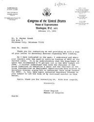 ["The document  is a response to Congressman Glenn English's letter expressing support for continued funding for the Human Resources Development Institute Labor Movement Partnership contract for Fiscal Year 1984. The document explains that funds for the Job Training Partnership Act are primarily allocated to states and local areas, with some resources available for nationally administered activities. The United States Department of Labor is negotiating the agreement for Fiscal Year 1984 with HRDI and appreciates their contributions to training and employment programs. The document concludes with thanks for Congressman English's inquiry and a promise to respond promptly."]