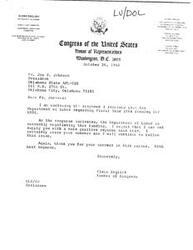 ["The document  is a letter from Glenn English, a Member of Congress, to Mr. Keith Hughes regarding funding for HRDI in Fiscal Year 1984. The Department of Labor is currently negotiating the funding and a more positive response cannot be provided at this time. English expresses concern and assures Hughes that he will continue to follow the issue."]