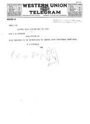 ["The document is informing Mr. Nichols that Mr. Dias has been promoted to the Riverside School in Anadarko, which is considered a good advancement. The writer advises Mr. Nichols to confirm if Mr. Dias prefers to stay at Concho or move to the new school. Mr. Nichols then sends a telegram to Washington, D.C. requesting Mr. Dias be returned to Concho, stating that it would be a service to the community."]