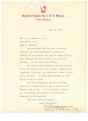 ["The Citizens State Bank in Kingfisher, Oklahoma sent a letter to Honorable  L. M. Gensman protesting the proposed removal of the Cheyenne & Arapahoe Indian Agency from Concho to Clinton, Oklahoma. They argue that the move would inconvenience tribal members, require the abandonment of current buildings and equipment, and result in the need for significant financial investment in new infrastructure. The document is signed by Elmer Solomon, President of the Kingfisher Community Club."]