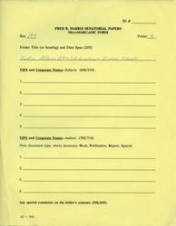 ["The document provides information about the Fred R. Harris Senatorial Papers, specifically regarding a folder titled \"Indian Affairs (1970) Education Indian Schools.\" It includes VIPS and Corporate Names related to the subjects, as well as authors. There are no specific details provided about the contents of the folder."]