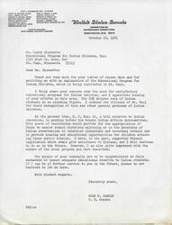 ["The letter is from Fred R. Harris, a member of the United States Senate, to Mr. Larry Bisonette regarding the Educational Program for Indian Children in St. Paul. Harris expresses concern over the high dropout rate of Indian students and mentions pending legislation to provide assistance to school districts near Indian reservations. He commends the efforts of the St. Paul community in addressing the educational needs of Indian children and offers further assistance if needed."]