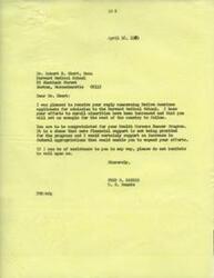 ["Senator Fred R. Harris writes to Dr. Robert H. Ebert, Dean of Harvard Medical School, expressing concern about the shortage of Native American doctors and the need for more minority representation in the medical profession. Dr. Ebert responds, informing Senator Harris that four Native American applicants have been offered places at the school for the next year. He also discusses the Health Careers Summer Program, aimed at increasing the academic preparation of minority students to enhance their chances of admission to health-related professional schools. Financial support for the program is needed, and assistance from Senator Harris is welcomed."]