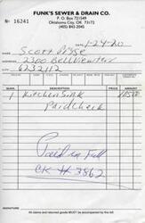 ["The document includes a bill for services provided by Funk's Sewer & Drain Co. to Scott Pryse, paid by check for a kitchen sink installation. It also includes a memorandum from Fred R. Harris, a member of the U.S. Senate, enclosing a reply from the Bureau of Indian Affairs to a previous inquiry by Mr. Mahlon Marshall regarding Indian education. Harris offers further assistance if needed."]