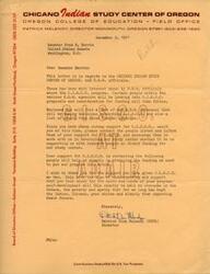 ["The letter is from the director of the Chicano Indian Study Center of Oregon to Senator Fred R. Harris, requesting his support in contacting key H.E.W. officials to encourage funding for the program. The director emphasizes the importance of support for the center in order to help marginalized communities improve their future."]