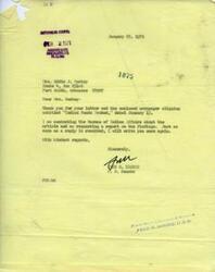 ["A letter from Senator Fred R. Harris to Mrs. Eddie J. Sockey thanking her for sending a newspaper clipping about Indian funds being probed. Senator Harris states that he will contact the Bureau of Indian Affairs for a report on the findings and will write to Mrs. Sockey again once he receives a reply."]