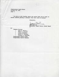 ["Juan Martinez, President of the Ramah Navajo School Board, is requesting further discussion on certain points in order to achieve a mutually beneficial contract. The letter is also copied to several politicians, indicating their involvement or support in the matter."]