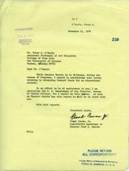 ["The letter is acknowledging receipt of a request for federal funds for an educational project from Mr. Peter A. O'Boyle. The sender, Frank Cowan Jr., states that he will contact the U.S. Department of the Interior, Bureau of Indian Affairs for a report on the matter and will be in touch with Mr. O'Boyle once he has the report."]