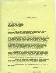 ["Fred R. Harris is writing to Deputy Assistant Secretary William L. Rogers to discuss the issue of Indian education contracts. He argues that the current policy of requiring contracts to be written under the Buy Indian Act is inconsistent with the Johnson-O'Malley Act, which he believes is a better vehicle for authorizing education contracts. Harris supports the Coalition of Indian Controlled School Boards in their request to change the contracting policy and urges Rogers to accept their offer of assistance in drafting new rules and regulations under the Johnson-O'Malley Act."]