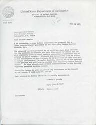 ["The Bureau of Indian Affairs received a proposal for a \"Free Drop-In School\" from the Rapid City Indian Service Council, Inc. They are unable to provide assistance at this time due to budget constraints, but are interested in following the progress of the project and have made recommendations for possible funding sources. They will keep Senator Harris advised if they are able to provide assistance in the future."]