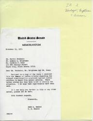 ["Senator Fred R. Harris sent a letter to Ms. Muriel Waukazoo, Mr. Lehman L. Brightman, and Mr. Caroll C. Swan enclosing a reply from the Bureau of Indian Affairs regarding discrimination against Indian children in Rapid City public schools. The letter from the Bureau stated that they have tried to rectify the situation. Senator Harris expressed hope that improvements have been made and offered further assistance in any matter."]