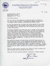 ["The letter provides additional information to Senator Harris regarding discrimination against Indian students in Rapid City Public Schools. It explains that the schools do not provide bus transportation within the city limits, but the Bureau of Indian Affairs was able to transfer two buses to the Community Action Program in Rapid City to help meet the immediate need. The letter also states that Title I funds are being used to benefit low-income students, including Indian students, in Rapid City. The Bureau of Indian Affairs will continue to monitor the situation and provide assistance as needed."]