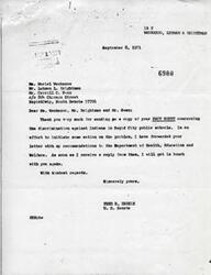 ["A letter from U.S. Senator Fred R. Harris acknowledges receipt of a fact sheet about discrimination against Indians in Rapid City public schools and promises to take action. The fact sheet highlights the lack of transportation services for Indian students living in low-income areas, citing safety concerns and disparities in funding allocation. The letter argues that the school district's refusal to provide transportation services is unjust and discriminatory, particularly towards economically disadvantaged Indian families. It also questions the district's handling of Title I funds meant for culturally deprived students."]