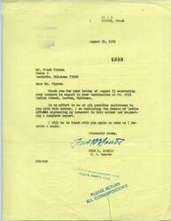 ["The letter is from Senator Fred R. Harris to Mr. Frank Tipton, regarding Tipton's termination at Ft. Sill Indian School. Harris expresses concern and states that he will contact the Bureau of Indian Affairs for a complete report on the matter. He promises to be in touch with Tipton once he receives a reply."]
