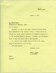 ["Luther Deere's daughter, Edith Scott Deere, applied for financial aid from the Bureau of Indian Affairs Higher Education Program but was declared ineligible due to their family income exceeding the threshold. The Bureau believes in assisting students based on financial need and provided a booklet listing scholarships for American Indian youth. Senator Fred R. Harris is following up on Mr. Deere's request for assistance."]