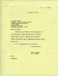 ["The document is a series of letters between Senator Fred Harris and Stanford University's American Indian Program Director, Chris McNeil, regarding the difficulties in obtaining scholarships and financial aid for American Indian students at Stanford University. Senator Harris offers his assistance and forwards information from the Bureau of Indian Affairs regarding obtaining copies of the Code of Federal Regulations. The letters highlight the challenges faced in securing funding for American Indian students and emphasize the importance of providing support for their education."]