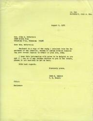["Mrs. John A. McCurtain contacted Senator Fred R. Harris for assistance in securing a B.I.A. grant for her son, John, to attend college. The Bureau of Indian Affairs informed Senator Harris that the Higher Education Program is based on financial need and that assistance is provided based on the student's unmet financial need. They mentioned that John's financial need is being reevaluated for possible assistance. Senator Harris assured Mrs. McCurtain that he would continue to follow up on her request."]
