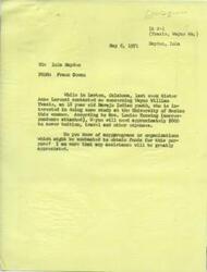 ["The document is a series of letters discussing a young Navajo Indian youth named Wayne William Tsasie who is interested in studying at the University of Mexico. The letters request assistance in obtaining funds for his tuition, travel, and other expenses. Sister Anne Lorenzi and Louise Tussing are both seeking help in finding financial support for Wayne's education. Sister Anne describes Wayne as a talented artist who has been accepted to the university. Louise Tussing outlines the costs involved and mentions potential sources of funding. The letters express the urgency and importance of helping Wayne further his education."]