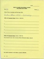 ["The folder contains materials related to Indian Affairs and scholarships from 1972. The documents include information on various VIPS and corporate names, as well as authors of the materials. The folder may also contain books, publications, reports, and speeches. Special comments indicate that the folder is part of the Fred R. Harris Senatorial Papers."]