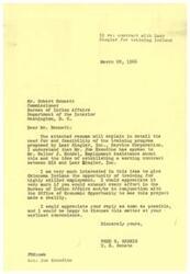 ["The document is from J. N. Exendine, Director of Special Projects at Lear Siegler Service, Inc., discussing a training program with Senator Fred R. Harris. Exendine talks about their discussion with the BIA in Washington and their positive reception of the program. Exendine also mentions a meeting with a newspaper editor and other individuals for a potential promotion opportunity. Exendine expresses support for Udall's ideas for restructuring the BIA."]