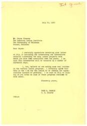 ["The document is a letter from Boyce Limmons to Fred and LaDonna, thanking them for their efforts in working with Indian Affairs in Oklahoma. Limmons mentions his own previous attempts at conducting a program on Indian Affairs, annual meetings, and a newsletter. He expresses hope that the efforts of Bill Carmack, Bob Miller, and LaDonna will help make a positive impact for Native Americans. Limmons offers his help and support for their work."]