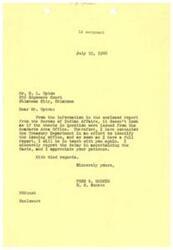 ["The Bureau of Indian Affairs received a communication from Senator Fred R. Harris regarding a transaction between Mr. E. L. Upton and Mrs. Mable H. Sargent. The Bureau stated that the checks mentioned were not issued by the Anadarko Area Office and suggested that the Treasury Department be asked to identify the issuing office of the checks."]