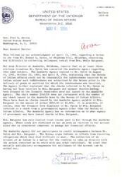 ["The document is from the Bureau of Indian Affairs in response to a letter from Senator Fred R. Harris regarding a rental collection issue. They acknowledge receipt of the letter and enclosures and state that they will be contacting their Area Director for a report on the matter before writing to the Senator again."]