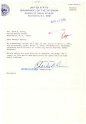 ["The Bureau of Indian Affairs received a letter from Senator Harris regarding a rental collection issue involving Mrs. Mable Sargeant. They are investigating the matter and will provide an update once they have received a report from their Area Director at Anadarko, Oklahoma."]