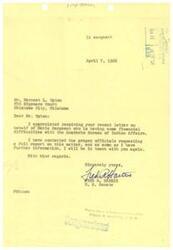 ["The document is from Earnest L. Upton to the Bureau of Indian Affairs regarding Mable Sargeant's unpaid rent account of $915.00. Mrs. Sargeant claims that two checks she never received were stopped in the mail and she expects funds to be forthcoming. The document requests assistance in resolving the situation as the unpaid rent has accumulated and become burdensome. Earnest Upton asks the agency to help Mrs. Sargeant pay her rent obligation for housing and services."]
