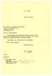 ["Mrs. Gertrude Lefthand received a letter from Senator Fred R. Harris regarding inquiries about money received from a lawsuit for her grandchildren. The final decision regarding the money rests with the Surrogate Court of New York, and Mrs. Lefthand has the right to appear in court and provide reasons why a final decree should not be entered. Senator Harris expressed regret that he could not provide a more favorable reply at the time, but offered his assistance in the future."]