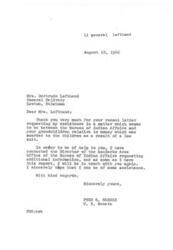 ["Senator Fred R. Harris is responding to Mr. W. E. Duff's inquiry about the tribal claims of the Seneca Indians. He is enclosing a report from the Bureau of Indian Affairs for Mr. Duff's reference and offers further assistance if needed."]