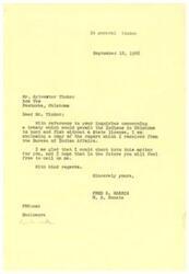 ["The document from the Bureau of Indian Affairs to Senator Harris states that there is no treaty that permits Indians in Oklahoma to hunt and fish without a State license. They have examined treaties with various tribes in Oklahoma, including the Osage Tribe, and found no such provisions."]