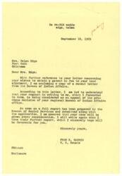 ["The document is a response to Senator Fred R. Harris regarding his constituent, Mrs. Helen Edge, who is seeking assistance in obtaining a patent for her land. The Bureau of Indian Affairs is being asked to look into the matter and provide a report."]