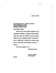 ["Senator Fred R. Harris is informing Mrs. Betty Murdock that he has received a report from the Bureau of Indian Affairs regarding her account with the Indian Agency in Anadarko. He is offering further assistance if she has evidence that her account information was released to a finance company in Lawton."]