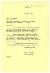 ["The document contains a letter from GBP to W.W. Keeler, discussing the Chilocco Bill. The bill would give the Cherokee Nation title to a piece of extra-territorial land, and the Senate Sub-Committee Report of August 21, 1967 noted that the land is located many miles away from other lands of the Cherokee Nation. GBP informs Keeler that their delegation did a good job in convincing their colleagues of the merit of the bill, and that they are already working on steps for future use of the land."]