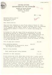 ["The letter is a response to Senator Fred R. Harris regarding a loan application made by Walker Myers. The Bureau of Indian Affairs reviewed Myers' application for a loan for refinancing and farming operations, but determined that they could not approve it due to concerns about repayment within a reasonable timeframe. Myers' lack of real estate and previous issues with compliance also factored into the decision. The Bureau advised Myers to work with his current creditors to find alternative financing options."]