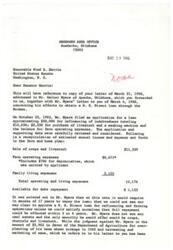 ["The letter is in response to Senator Harris' inquiry about a loan application submitted by Myers for refinancing and farm operating expenses. The application was carefully reviewed, but it was determined that repayment would take too long and the necessary security was not available. Myers had also not complied with a grazing lease contract, further complicating the situation. The loan application was not approved, and Myers was advised to seek financing from his current creditors."]