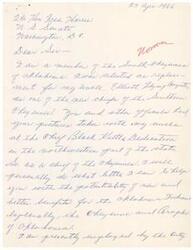 ["The author, Harvey Ever, writes to Senator Harris regarding his appointment as a chief of the Southern Cheyenne's. He mentions meeting the senator previously and expresses his willingness to help with issues concerning the Oklahoma Indian community. Ever also criticizes the Indian Bureau for focusing more on paperwork and statistics rather than providing actual benefits to individuals and families."]
