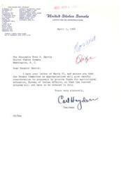 ["The letter is from Carl Hayden, chairman of the United States Senate Committee on Appropriations, in response to a letter from Senator Fred R. Harris regarding funding for agricultural extension and the Bureau of Indian Affairs. Hayden assures Harris that the committee will carefully consider proposals to provide funds to prevent a reduction in the current programs."]