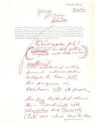 ["The text discusses the renewal of a negotiated contract between the Department of the Interior, Bureau of Indian Affairs, and the Oklahoma State University Extension Service for agricultural and home Extension services for Indians in Oklahoma. The contract is for the fiscal year starting July 1, 1965, and is in the amount of $136,565.00. There are concerns about potential budget cuts affecting the program, and coordination with other individuals is suggested to address the issue."]
