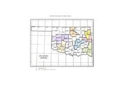 ["This text provides a map showing the location and areas of Indian Agents in Oklahoma. It lists the counties in each agent's territory and includes the names of the agents in charge of each area."]